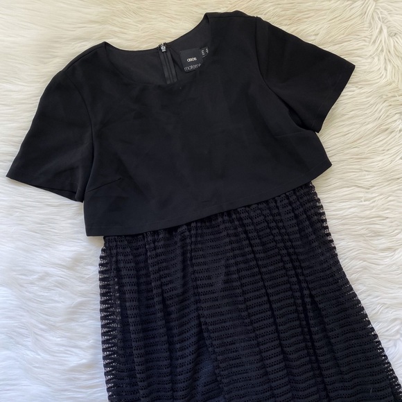 ASOS Maternity Black Lace Skirt Short Sleeve Dress - Picture 2 of 9